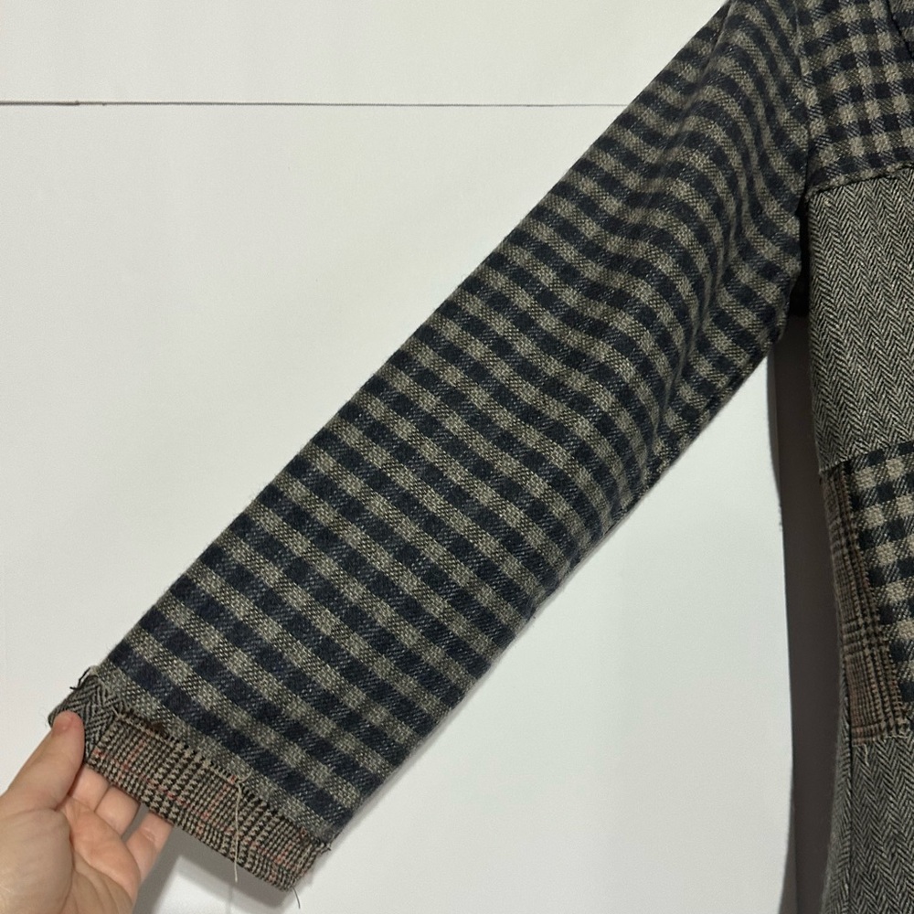 Paper Lace Wool Blend Plaid Patchwork Women's Jacket - Picture 4 of 12